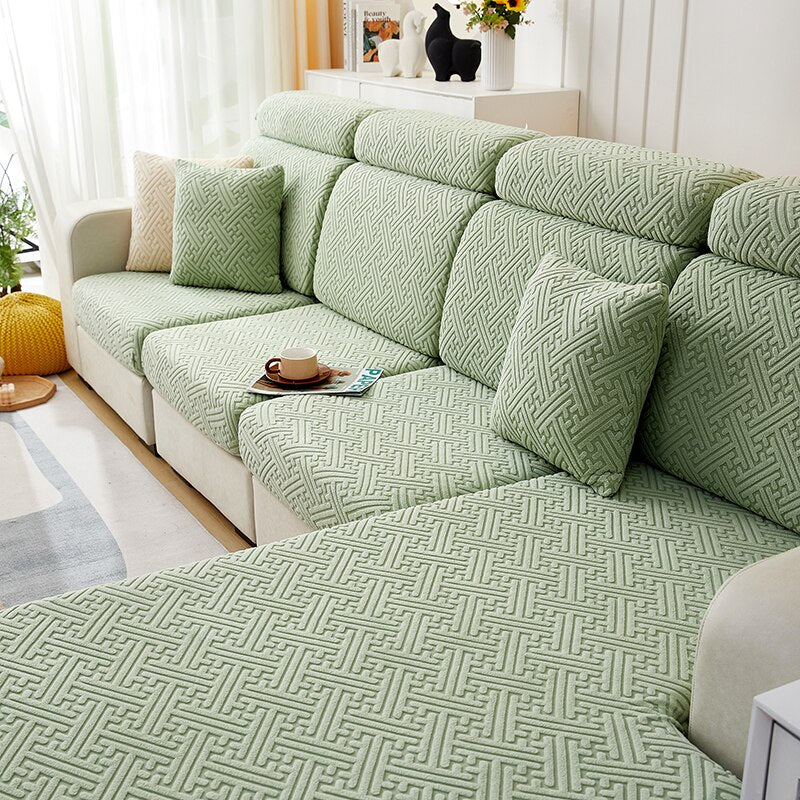 Sofa Seat Cushion Cover: Stretchy Jacquard Slipcover