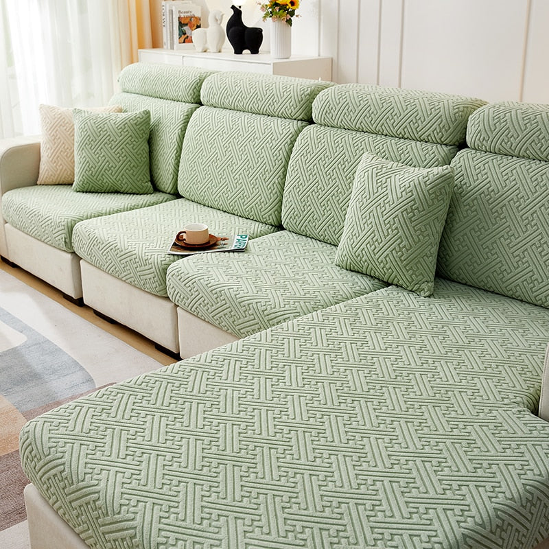 Sofa Seat Cushion Cover: Stretchy Jacquard Slipcover