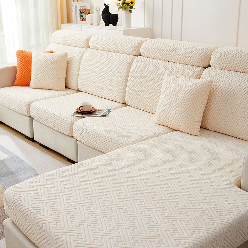 Sofa Seat Cushion Cover: Stretchy Jacquard Slipcover