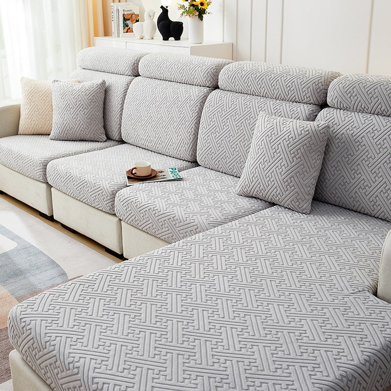 Sofa Seat Cushion Cover: Stretchy Jacquard Slipcover