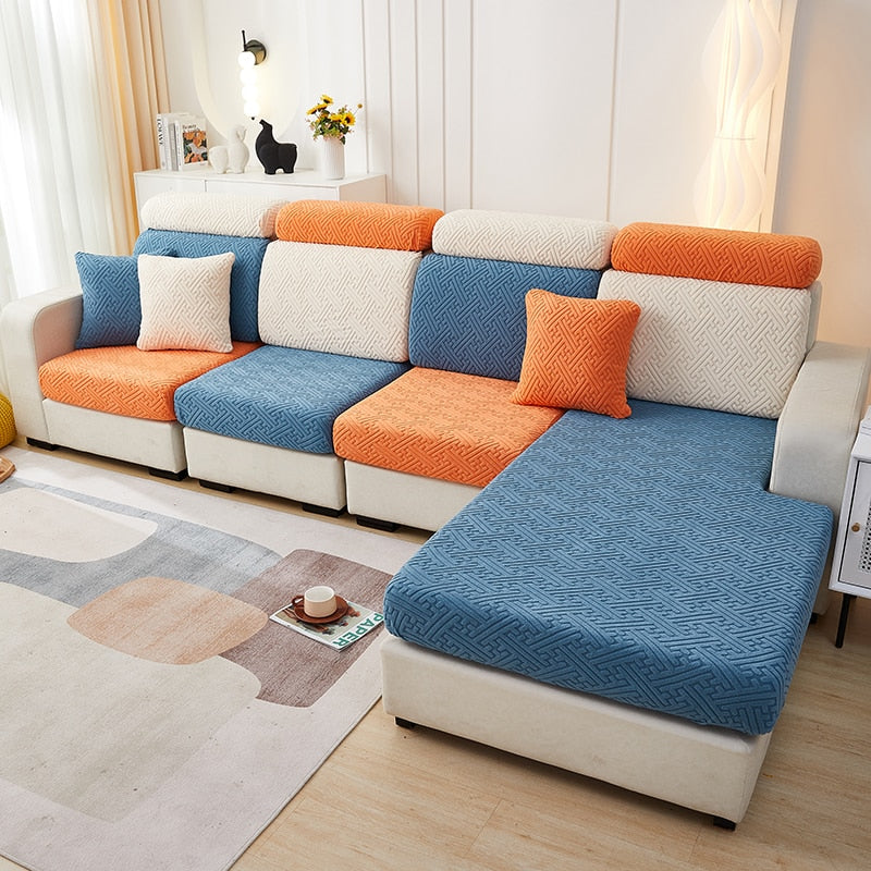 Sofa Seat Cushion Cover: Stretchy Jacquard Slipcover