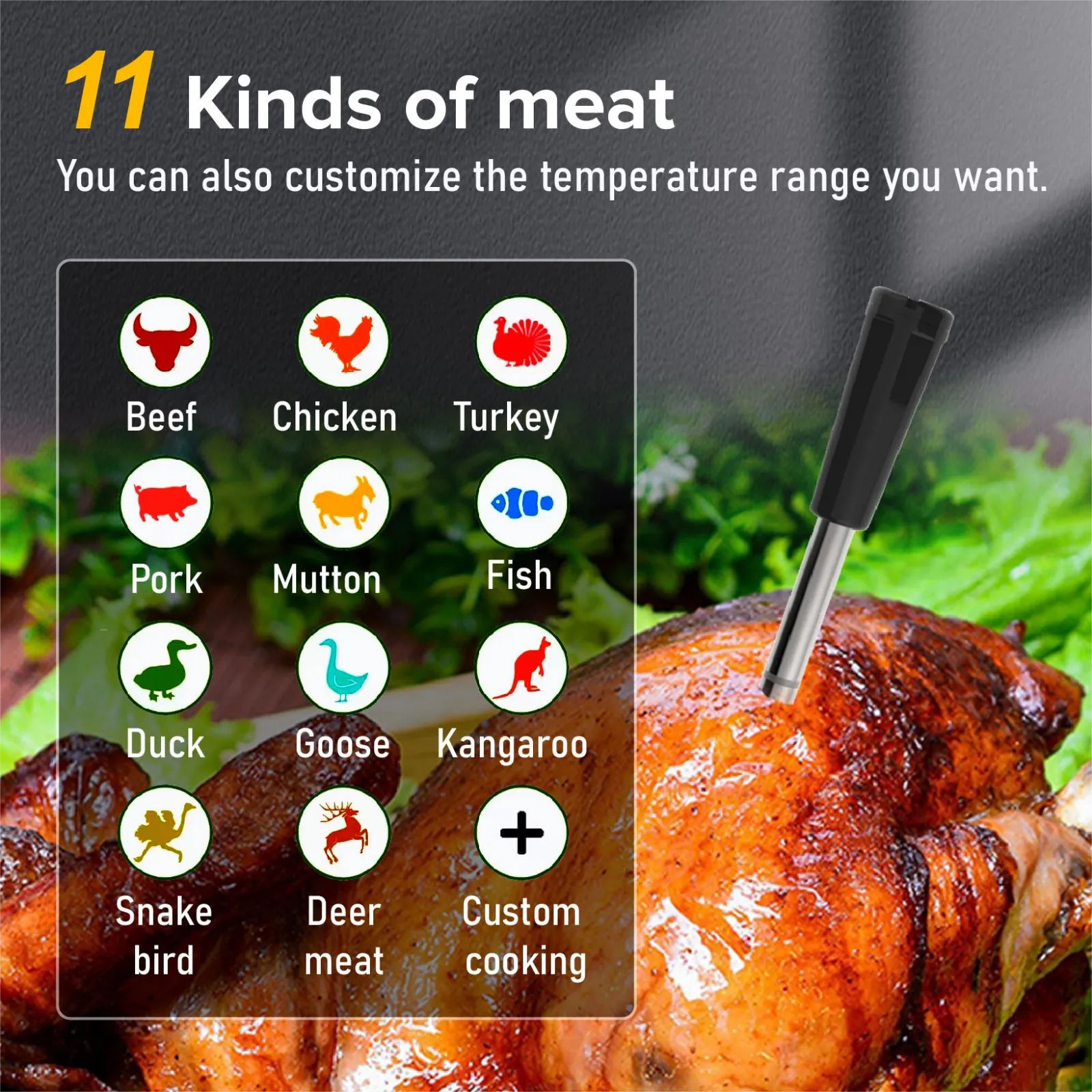 Wireless Meat Thermometer Remote Digital Kitchen Cooking Food Meat Tools  Smart Digital Bluetooth Barbecue Thermometer