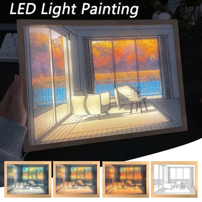 Anime-Style LED Decorative Bedside Light: Simulated Sunshine Painting